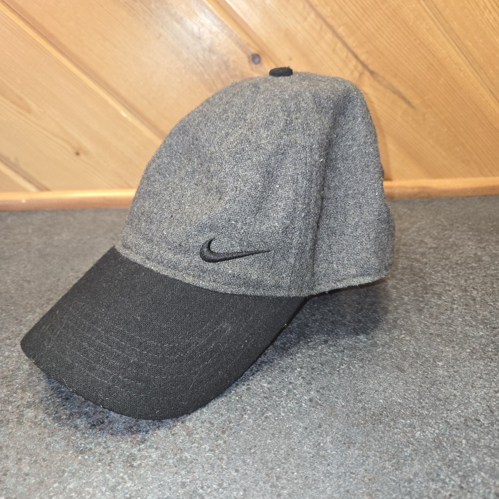 Nike Gold Gray Black Wool Blend Hat Embroidered One Size Adjustable Unisex
